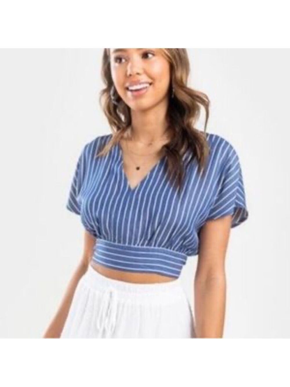 Jun & Ivy Striped Crop Top EUC
